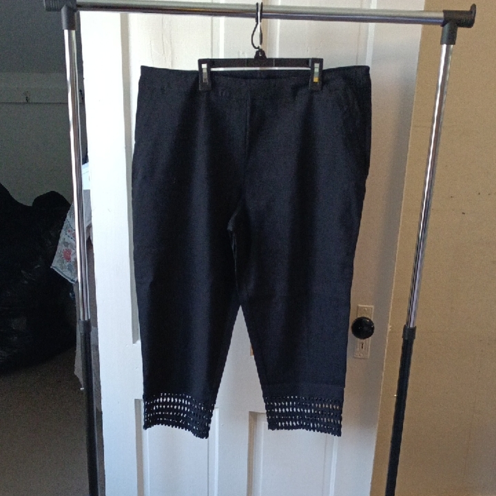 Zac & Rachel Women's Black Pants with Crochet Hem